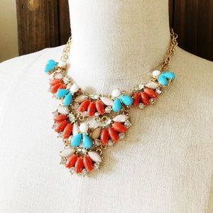Nordstrom Lee By Lee Angel Raffia Festive Statement NEcklace NWT 125 and Pouch